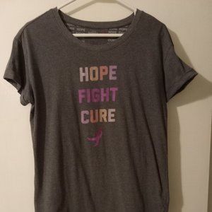 Women’s Susan G Komen "Hope Fight Cure" Gray Short Sleeve T-Shirt Size Large